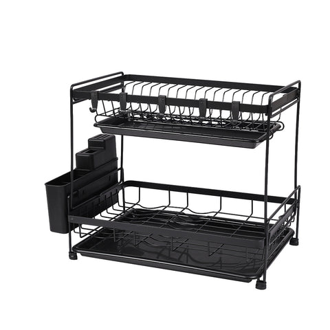 Livingandhome 2 Tier Dish Drying Rack with Drainboards, WM0023