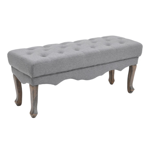 Livingandhome Vintage Linen Bench with Cabriole Legs, ZH1377