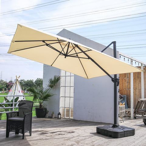 Livingandhome Large Square Canopy Rotating Outdoor Cantilever Parasol with Plastic Base, LG0800LG0809