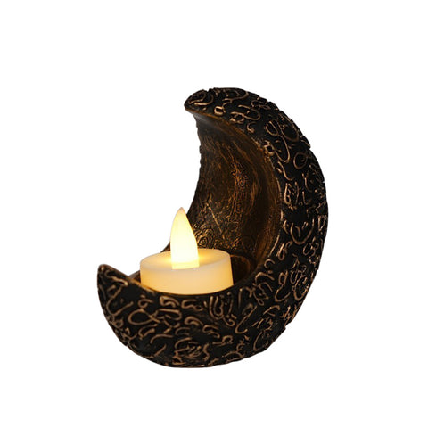 Decorative Arabic Crescent Shape Holder with LED Candle, SC0866