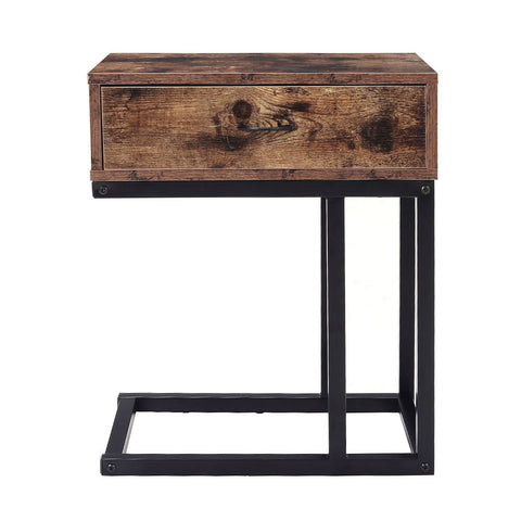 H&O Direct Industrial 1 Drawer Metal Rustic Side Table, DM0539
