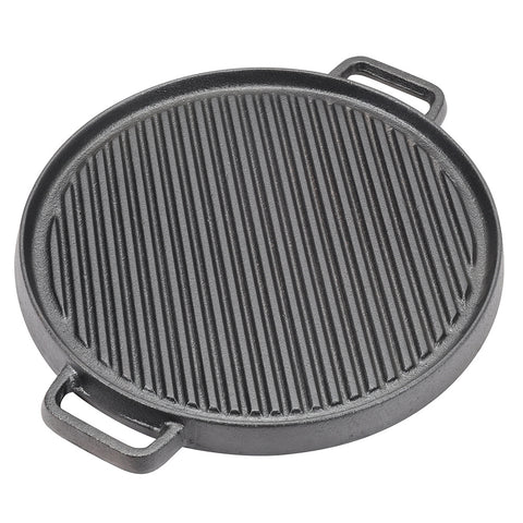 Livingandhome Black Cast Iron Grill Pan with Handles, CX0449