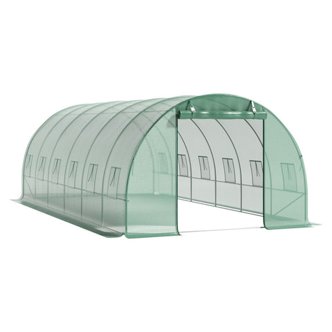 Livingandhome Green Outdoor Walk-in Tunnel Greenhouse with Steel Frame, LG1055