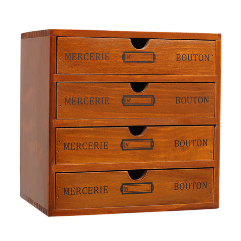 Livingandhome Rustic 4-Drawer Wooden Organizer Box, SC0223