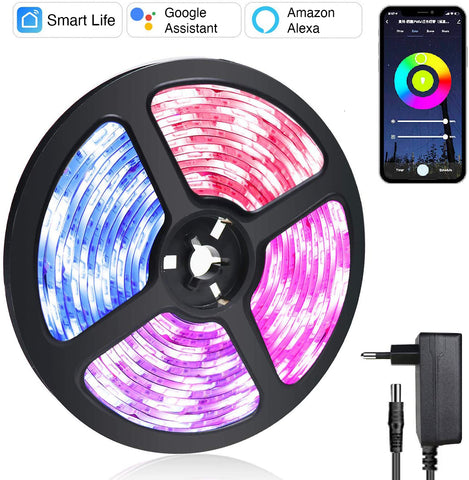 Livingandhome RGB LED Strip Lights, 5M, Colour Changing by Remote and App Control, AJ0192