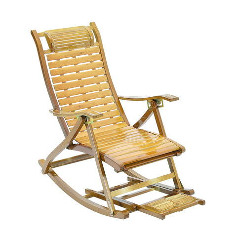 Livingandhome Bamboo Rocking Chair Foldable Recliner, LG1108