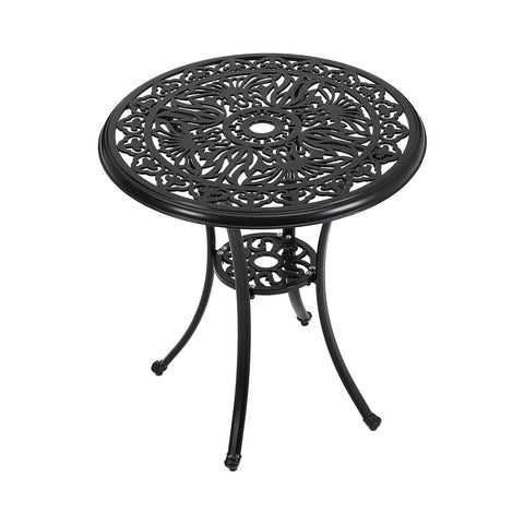 Livingandhome Round Patio Dining Table with Umbrella Hole, AI1284