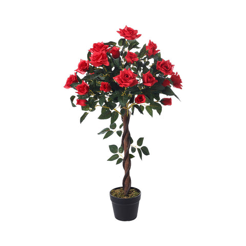 Lifeideas 90cm Red Artificial Rose Flower Tree in Pot for Decoration, PM1416