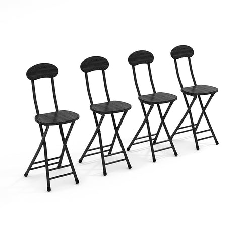 Livingandhome Compact Wooden Folding Chair with Metal Legs Set of 4, ZH1314
