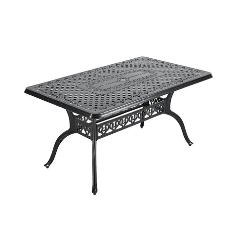Livingandhome Outdoor Cast Aluminum Square Patio Table with Umbrella Hole, AI1282