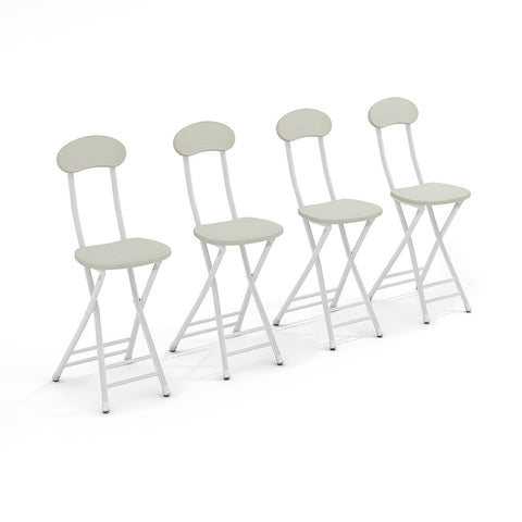 Livingandhome Compact Wooden Folding Chair with Metal Legs Set of 4, ZH1315