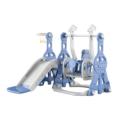 Kidkid Blue 3-in-1 Toddler Slide and Swing Set Kids Climbing Playset, FI1023