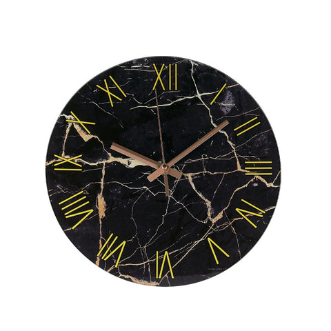 Lifeideas Black Marble Textured Roman Numeral Wall Clock, SC1807
