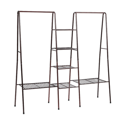 Metal Clothing Rack with 4-Tier Grid Shelves, LY0084