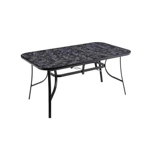 Livingandhome Garden Tempered Glass Black Marble Coffee Table, LG1256