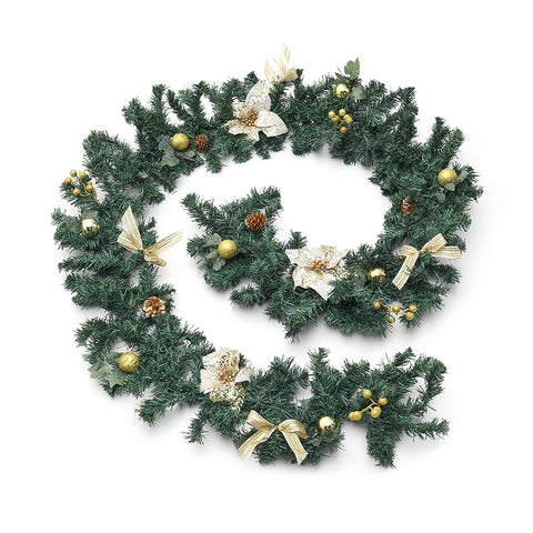 Livingandhome Green Artificial Pine Christmas Garland with Ornaments, WF0114