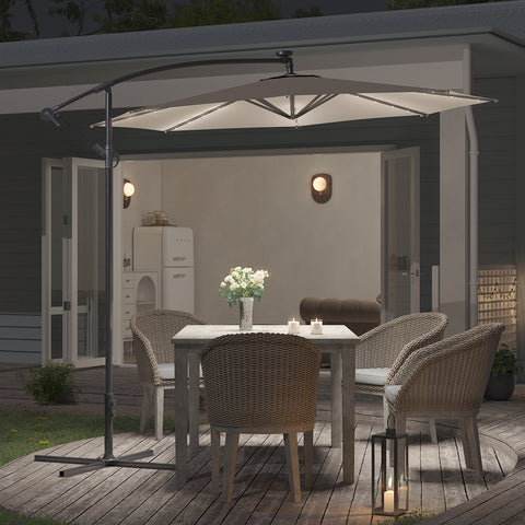 Livingandhome Outdoor 32 LED Lighted Patio Umbrella with Crank Lift System, 2 Bases Set, LG0929LG0441LG0533