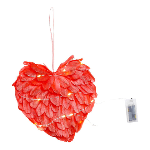 Livingandhome LED Light Red Feather Creative Hanging Ornament, SW0586