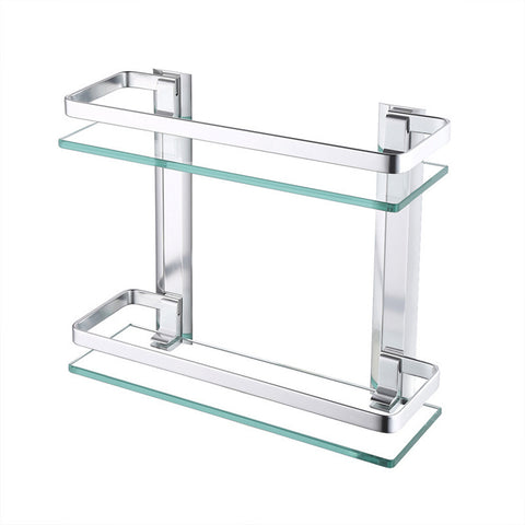 Livingandhome 2 Tier Bathroom Tempered Glass Shelves Wall Mounted, WH0990