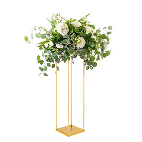 Livingandhome Gold Metal Flower Stand for Wedding Table Centerpieces, SC0227