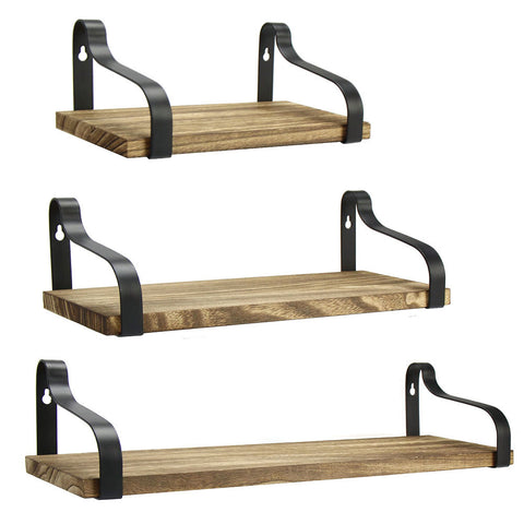 Livingandhome 3Pcs Rustic Metal Wood Floating Shelf Brackets, SP2315