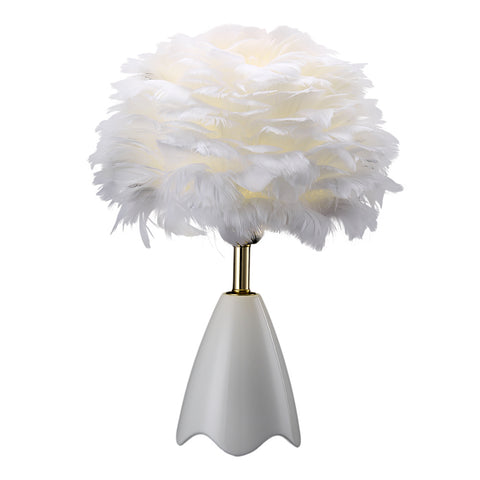 Livingandhome LED Feather Table Lamp with Ceramic Base, SC1886