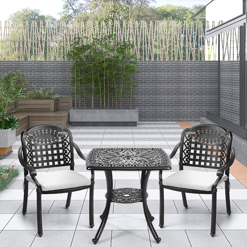 Livingandhome Outdoor Bistro Table and Chair Furniture Set Cast Aluminum, AI1153AI1155