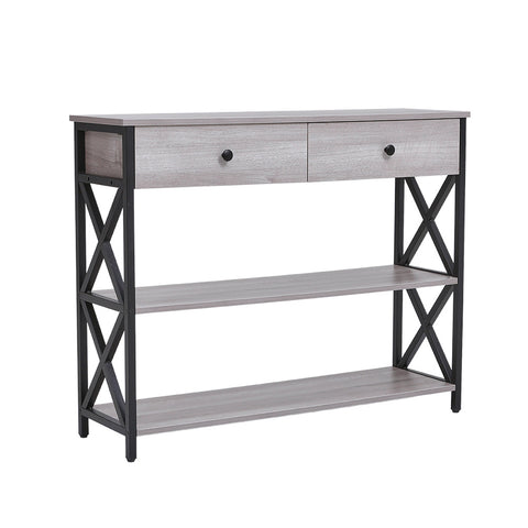 Livingandhome Narrow Wooden Console Table with Drawers, XY0238