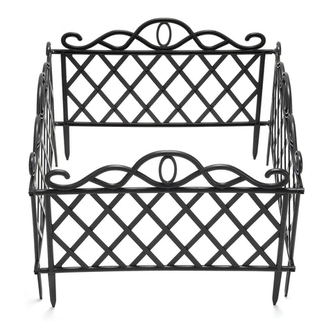 Livingandhome Set of 4 Interlocking Garden Plastic Edging Fence Panels for Yard and Patio, WH1319