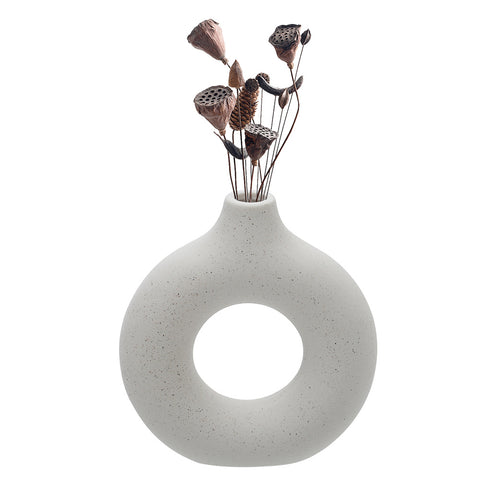Livingandhome Nordic Style Ceramic Round Vase in White, SC0306