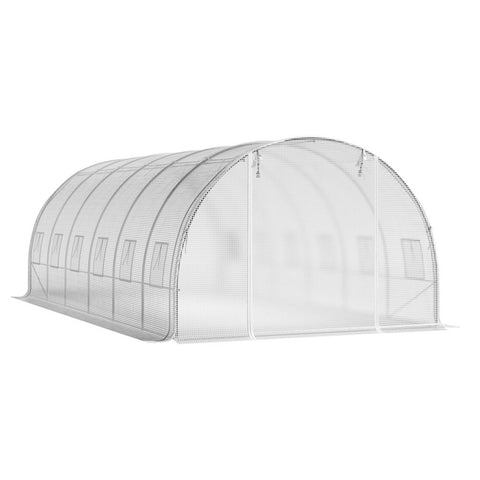 Livingandhome White Outdoor Walk-in Tunnel Greenhouse with Steel Frame, LG1058