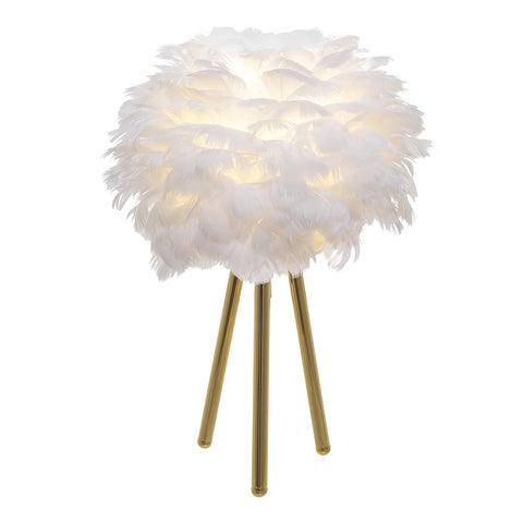 Livingandhome LED Feather Table Lamp with Gold Tripod Legs, SC1885