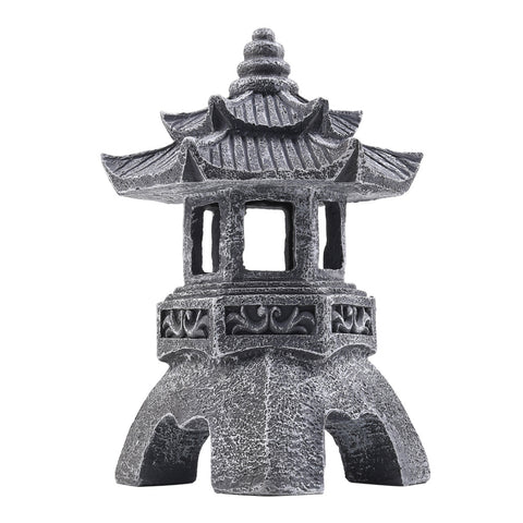 Solar Powered Chinese Zen Palace Lamp Garden Ornament Resin Statue, WF0280