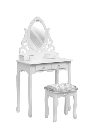 Makeup Vanity Desk with Mirror and Stool, FI0967