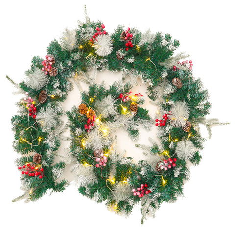 Livingandhome Artificial Pre-lit Frozen Christmas Decoration Garland, PM1146