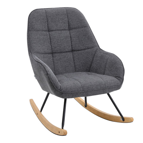 Livingandhome High-Back Linen Upholstered Rocking Chair, JM2265