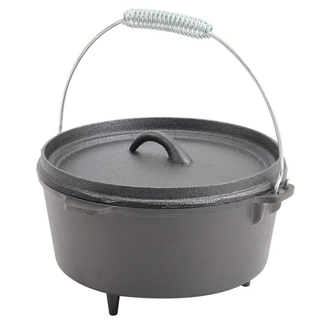 Livingandhome Cast Iron Dutch Oven with Legs for Camping, CX0443