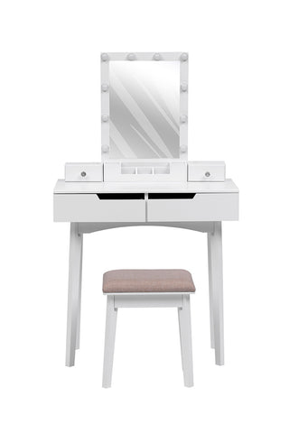 Modern Makeup Desk Set with Lighted Mirror and Stool, FI0970