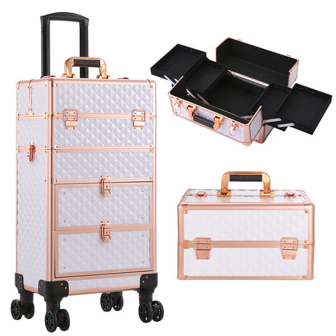 Sheonly Multi-functional 4 in 1 Cosmetic Trolley Case with Detachable Beauty Storage Box, DM0645