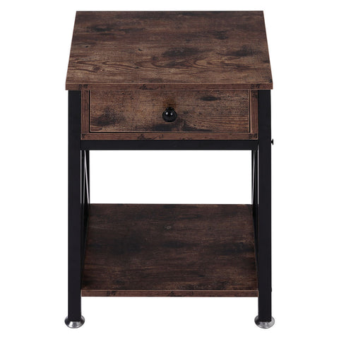 H&O Direct Rustic X Framed Wooden Side Table for Living Room, DM0540