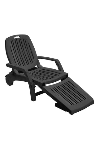 Livingandhome Outdoor Folding Lounge Chair Recliner with Wheels, WB0013