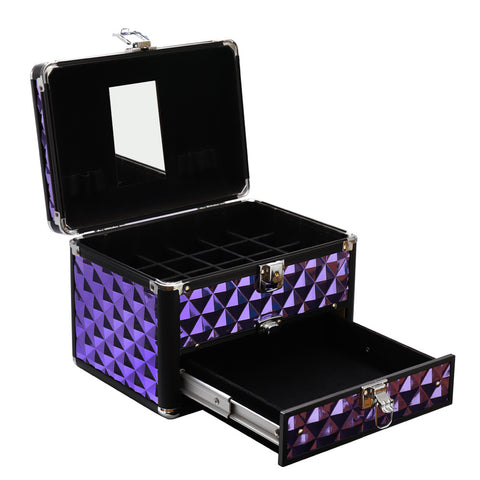 Sheonly 2in1 Diamond Pattern Makeup Case with Mirror, DM0720