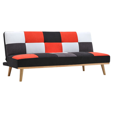 Livingandhome 3-Seater Multicolour Checkered Sofa Bed, JM2294
