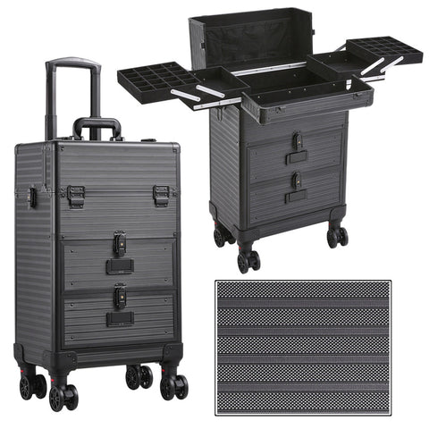 Sheonly 3 in 1 Large Cosmetic Trolley Case on Wheel, DM0649