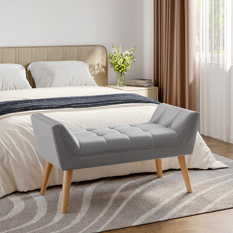 Livingandhome Tufted Velvet Bed Bench Upholstered Footstool, JM2245