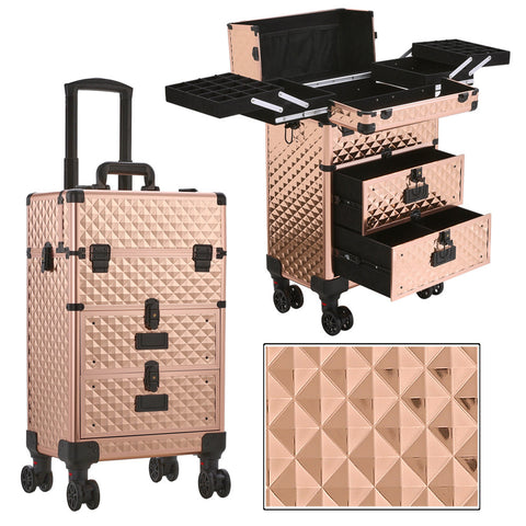 Sheonly 3 in 1 Large Cosmetic Trolley Case on Wheels, DM0648