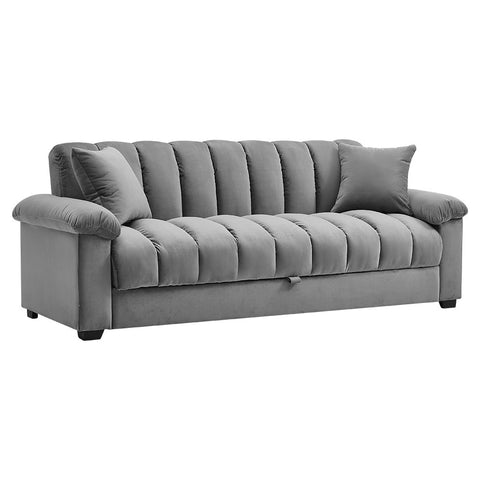 Livingandhome Grey Channel Sleeper Sofa Bed, JM2231