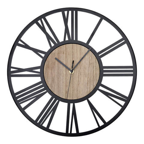 Lifeideas Metal Wood Decorative Wall Clock with Roman Numerals, SW0591