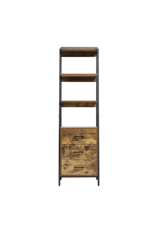 H&O Direct Industrial Style Wooden Bookshelf with Drawers, XY0366