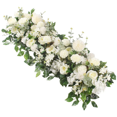 Livingandhome White Rose Floral Row for Wedding Aisle Decor, SC0288